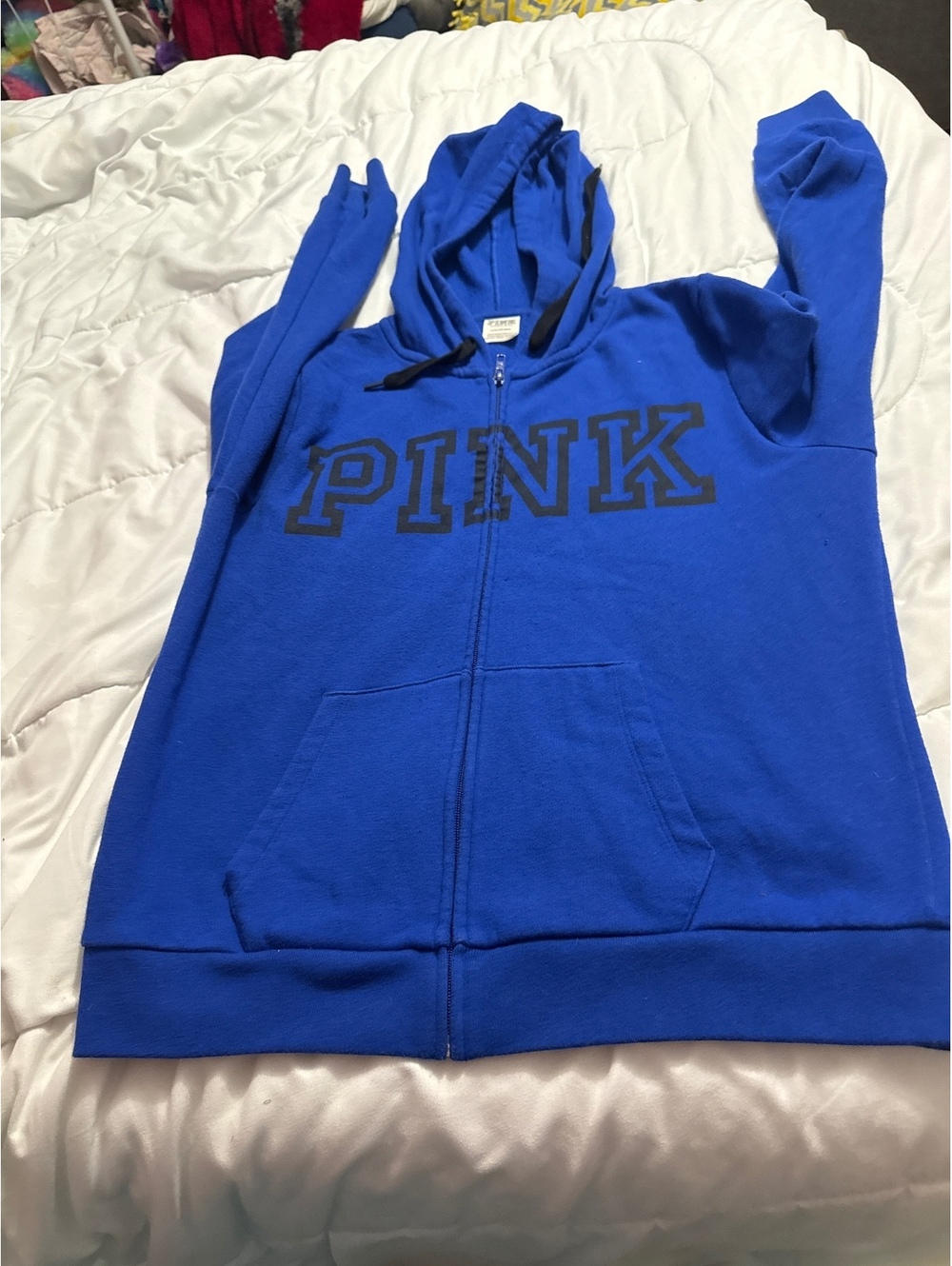 Victoria's Secret PINK Blue Full Zip Hoodie Large